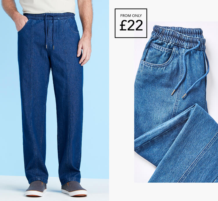 Shop Mens Elasticated Jeans